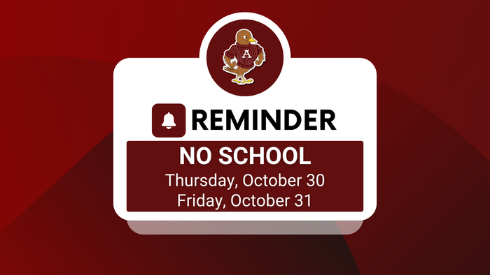 Reminder: No School October 30 & October 31, 2025