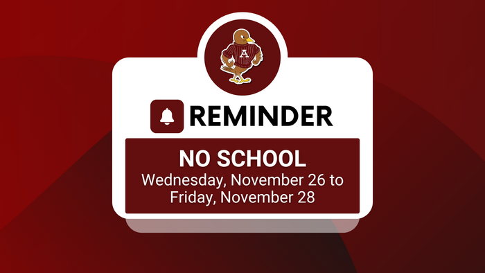 Reminder: No School November 26-28, 2025